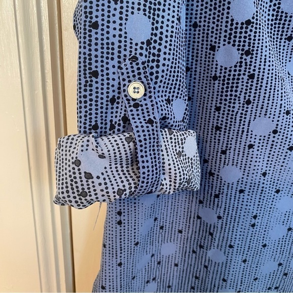 Notations Shirt Polka Dot Button Down w/ Roll Tab Sleeves & Pockets Top Size 1X - Picture 4 of 9